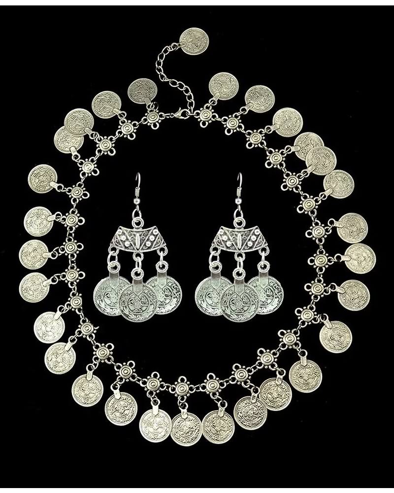 Afghan Coin Necklace and Earrings Set – Kuchi Bridal Choker
