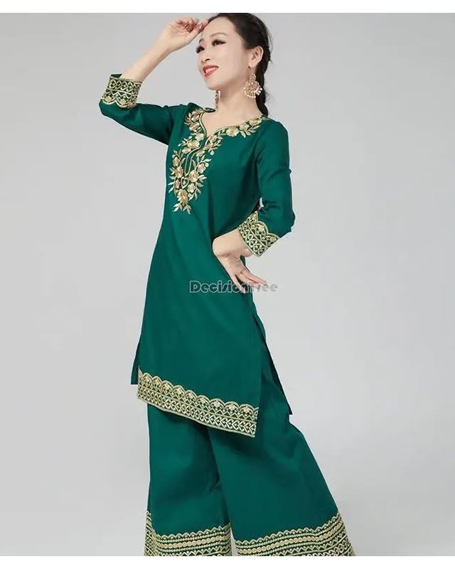 Afghan Cotton Embroidered Kurta Gown – Traditional National Style Dress