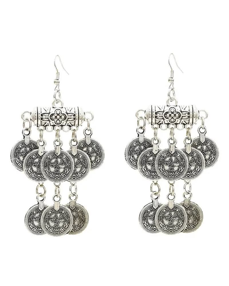 Afghan Vintage Coin Tassel Drop Earrings