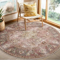 Round Vintage Medallion Rug – Loop-Pile Circular Carpet