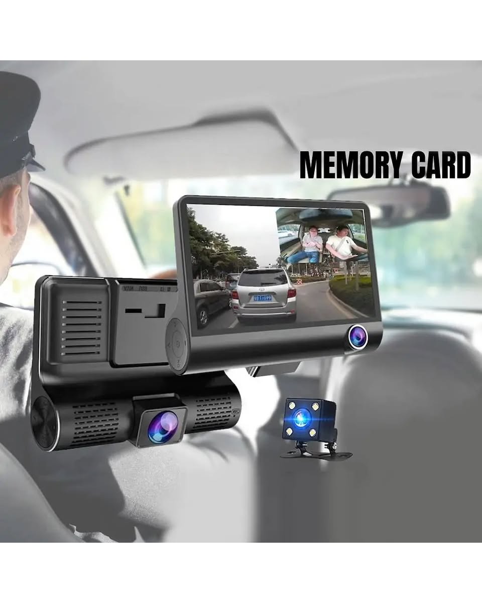 3-Lens 1080P Dash Cam – Front, Cabin and Rear Cameras