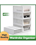 Foldable Wardrobe Storage Boxes – 4-Pack, Stackable