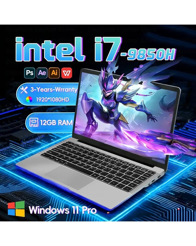 14.1" Intel i7-9850H Slim Laptop – 12GB RAM, 512GB SSD