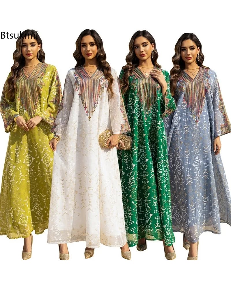 Afghan Embroidered Maxi Jalabiya – Eid Party Mesh Gown