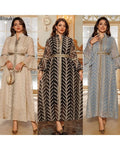 Afghan Embroidered Jalabiya Maxi Dress – Belted Luxury Kaftan Gown