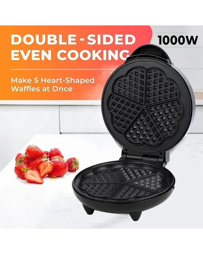 Electric Waffle Maker – 1000W Non-Stick Plates