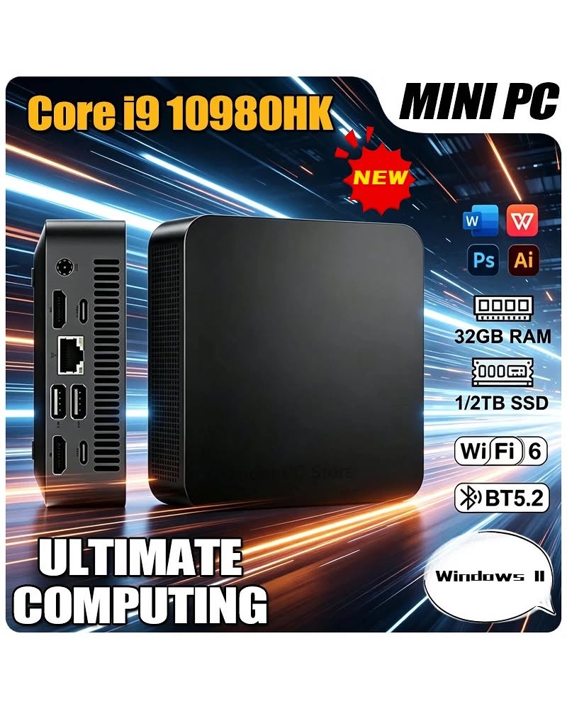 Intel i9-10980HK Mini PC – 32GB RAM, 1TB SSD