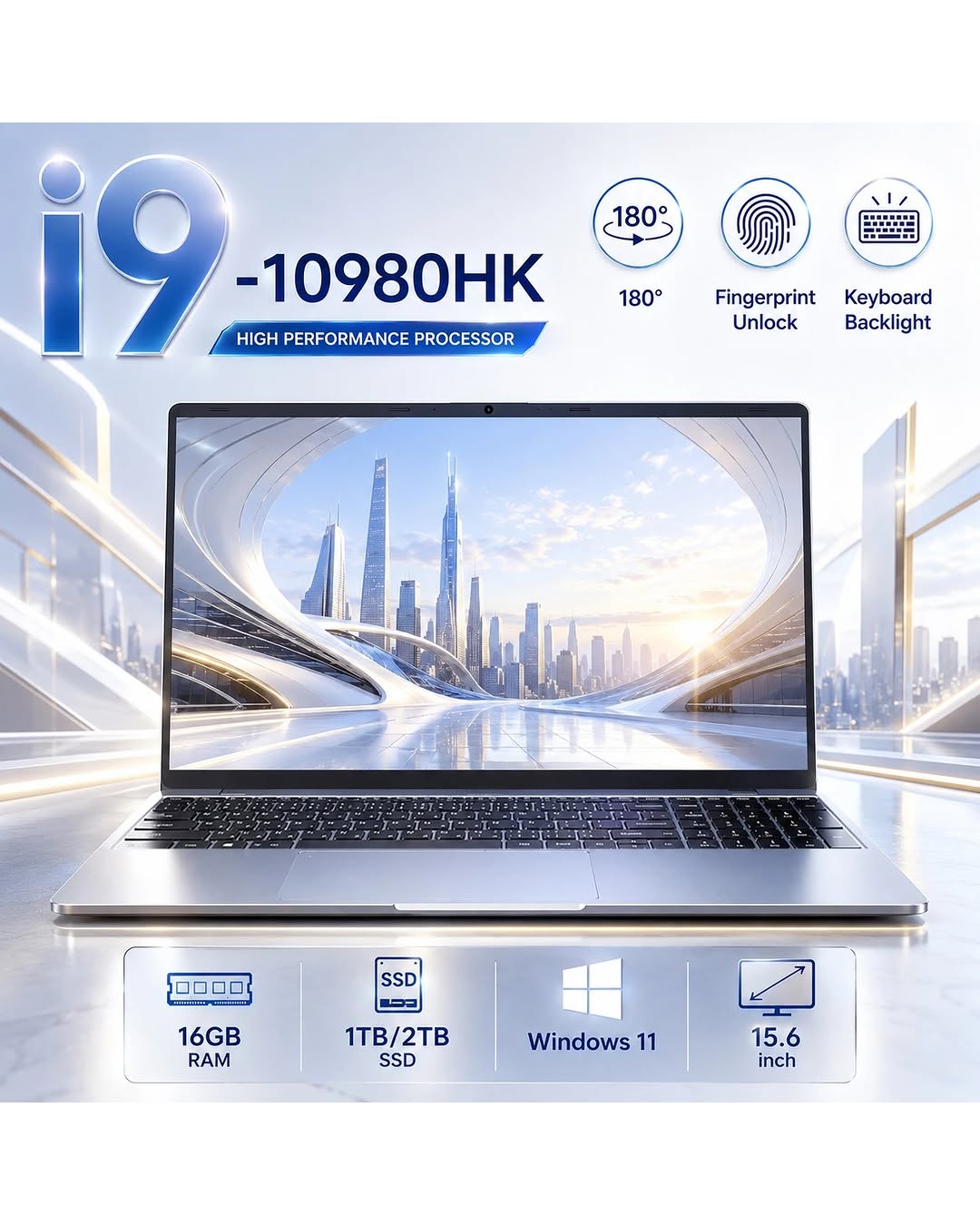 15.6" Ultra Slim i9-10980HK Laptop – 16GB RAM, 1TB SSD