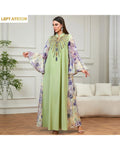 Afghan Beaded Embroidery Jalabiya – Flare Sleeve Turkish Kaftan Dress