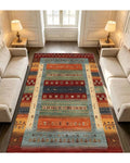 Afghan Gabbeh Area Rug – Colorful Striped Geometric
