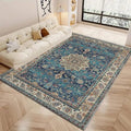 Teal Blue Persian Area Rug – Classic Medallion Vintage Carpet