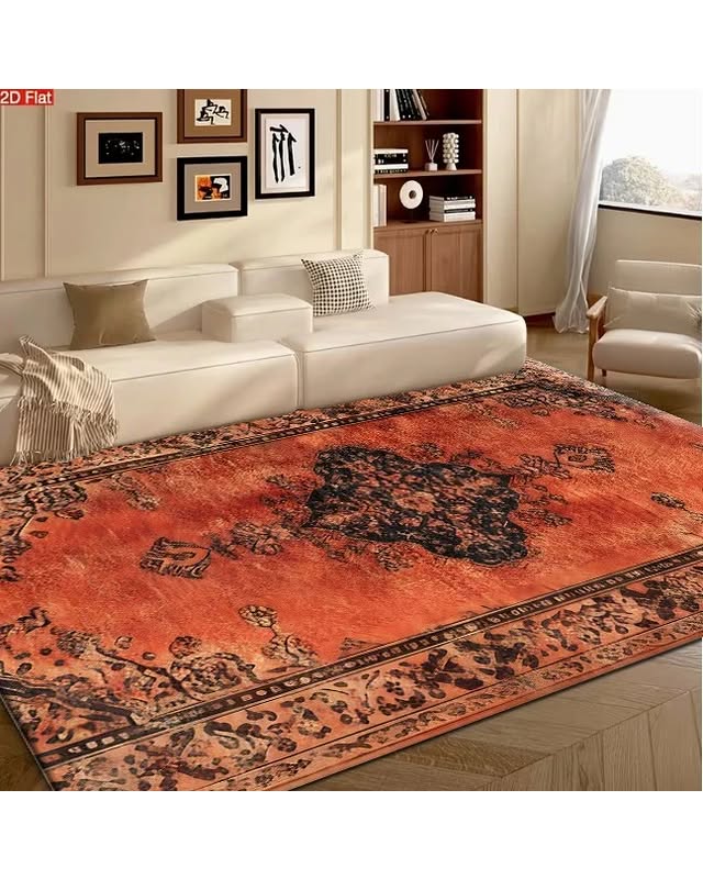 Afghan Chobi Area Rug – Rust Medallion Vintage