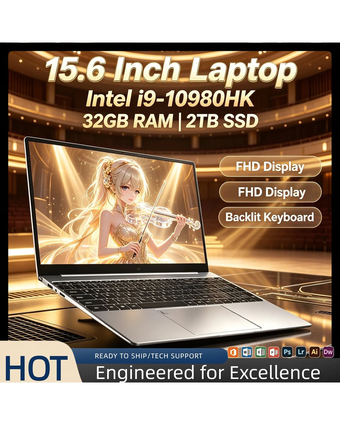 15.6" Intel i9-10980HK Gaming Laptop – 32GB RAM, 2TB SSD