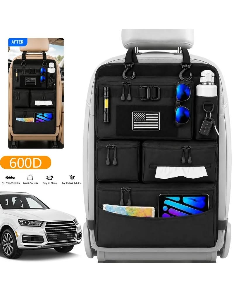 Car Seat Back Organizer – MOLLE Storage, 6 Pockets