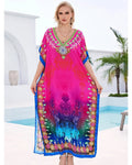 Afghan Printed Kaftan Maxi Dress – Batwing Sleeve Long Robe