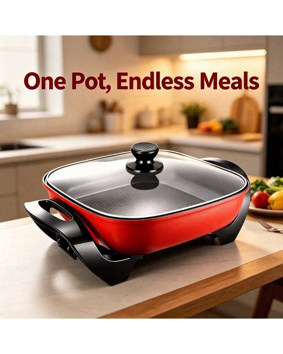 Electric Hot Pot – 6L Non-Stick with Glass Lid