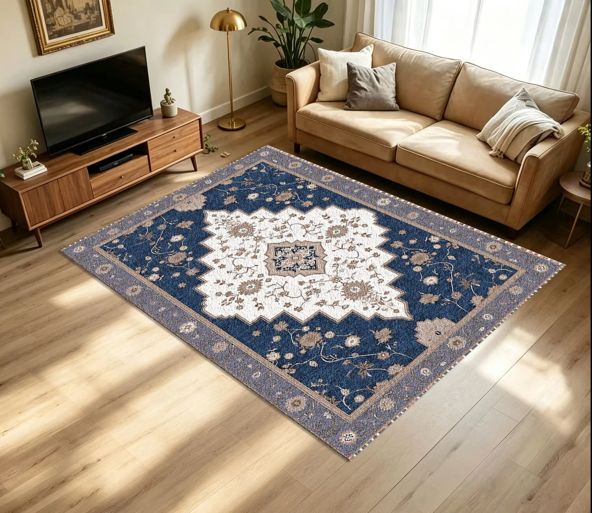 Blue Persian Medallion Area Rug
