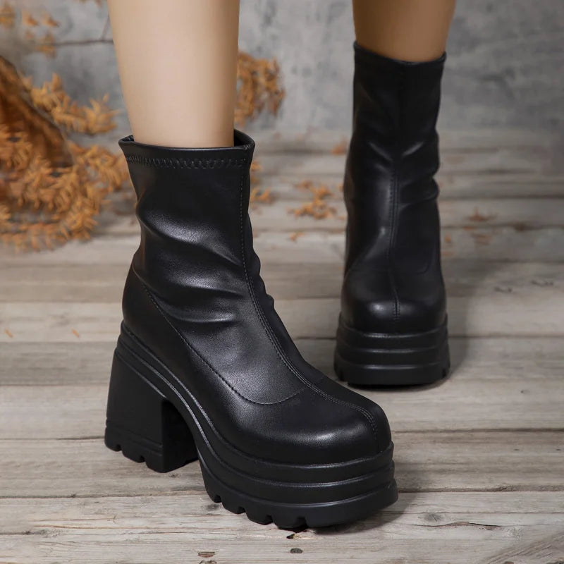Women's Square-Toe Zipper Ankle Boots