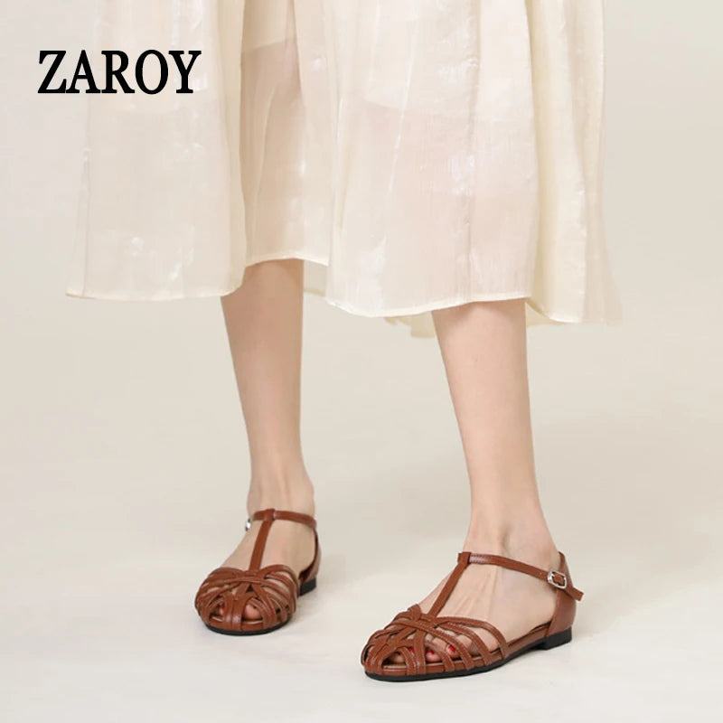 Women's Woven Cross-Strap Flat Sandals