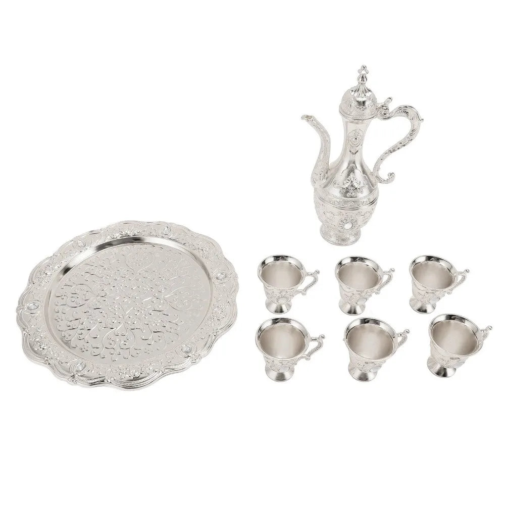Gold Turkish Tea Set - 8 Piece with Tray