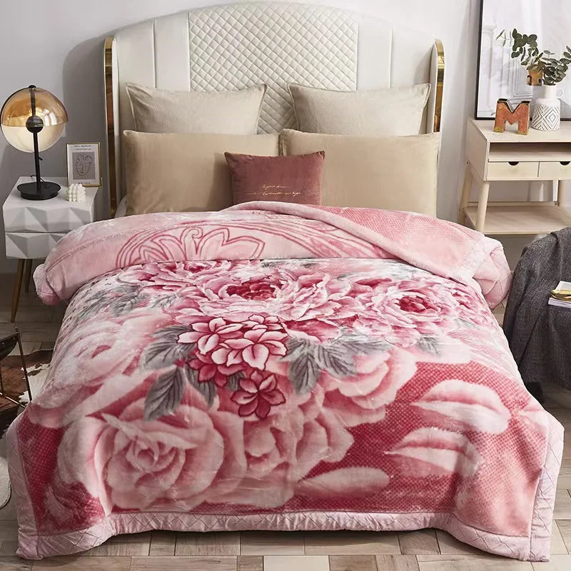 Floral Raschel Mink Blanket 200x230