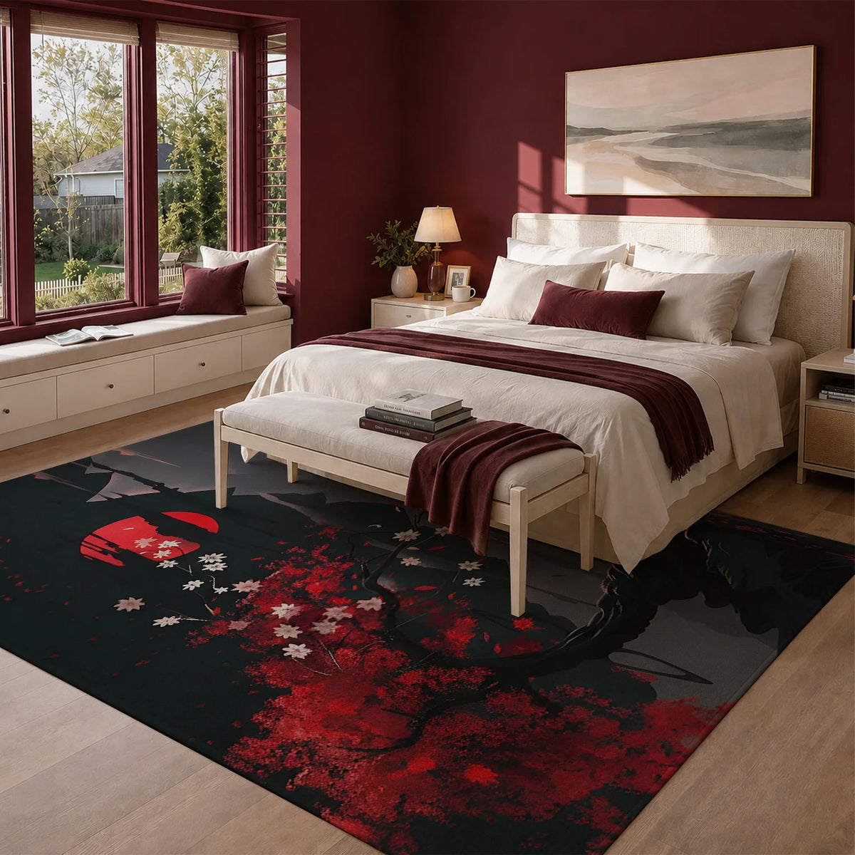 Japanese Style Velvet Area Rug