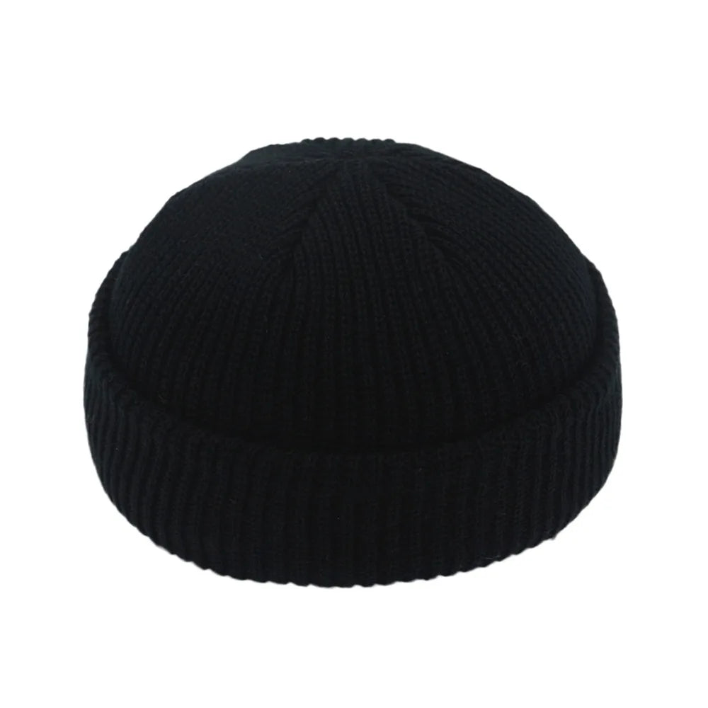 Men's Knit Beanie Hat with Roll-Up Edge