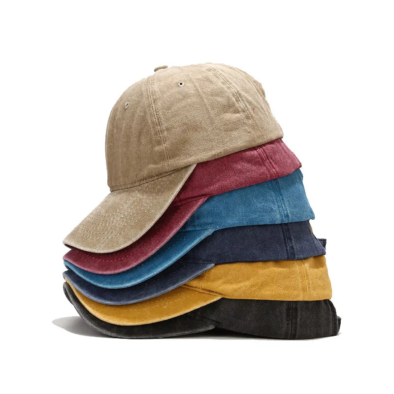 Vintage Washed Distressed Plain Baseball Cap - 100% Cotton Soft Top Unstructured Plain Dad Hat