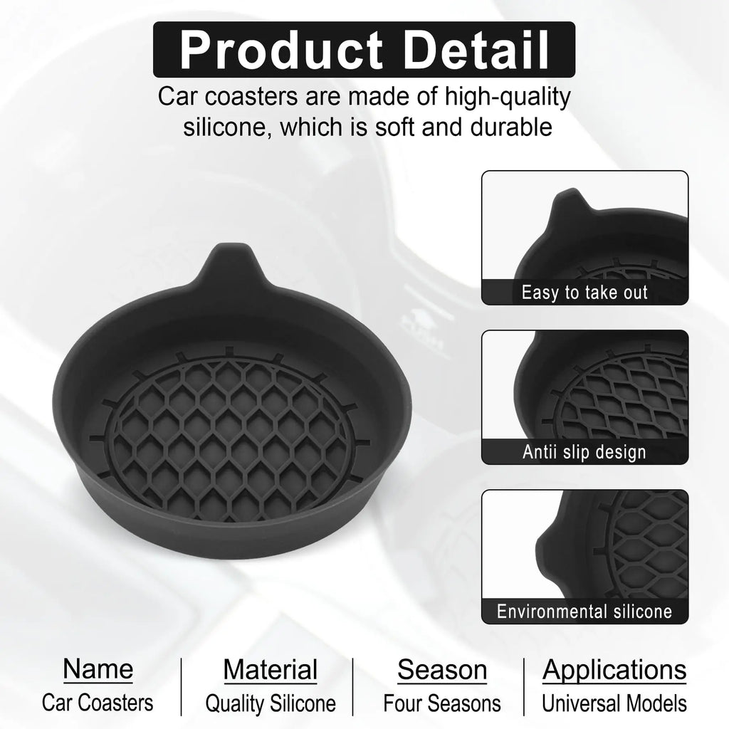 Silicone Car Cup Holder Coasters, 4-Pack