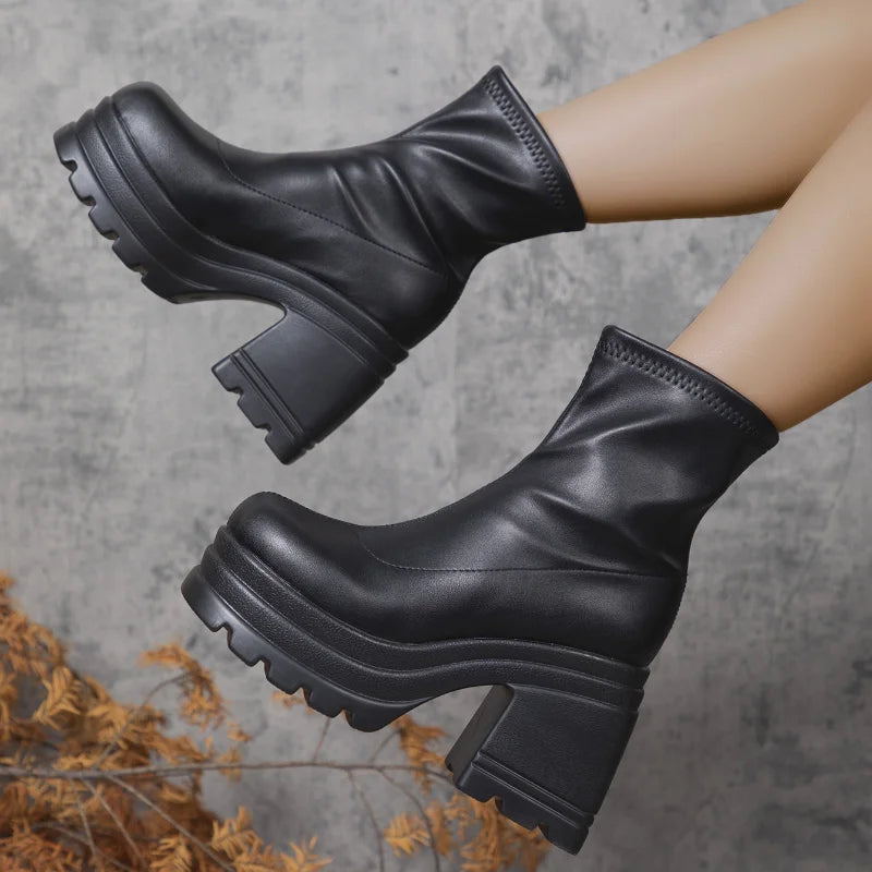Women's Square-Toe Zipper Ankle Boots
