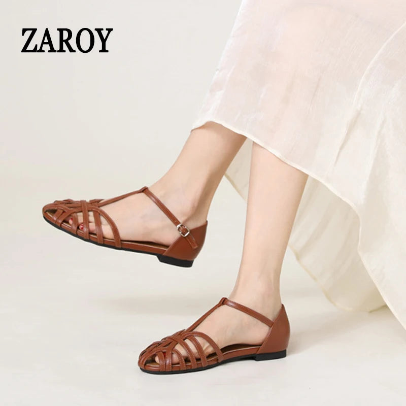 Women's Woven Cross-Strap Flat Sandals