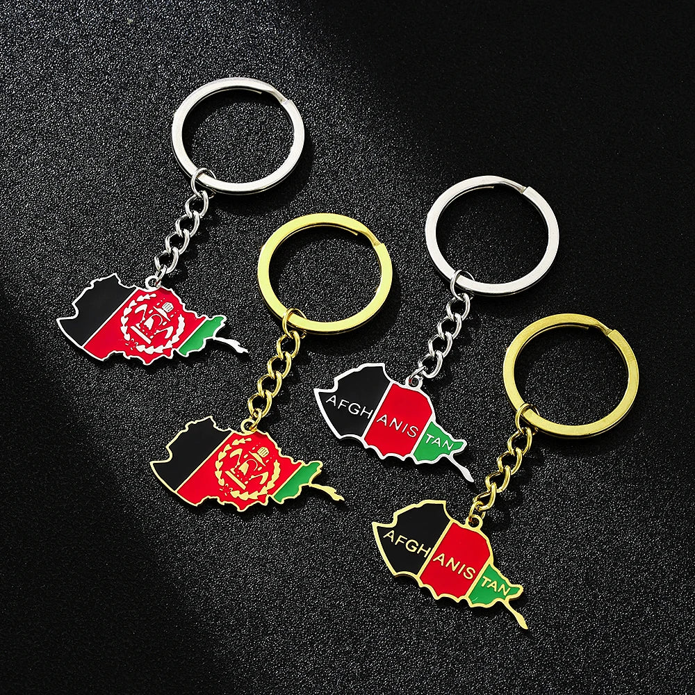 Afghanistan Map Flag Keychain - Afghan Key Ring