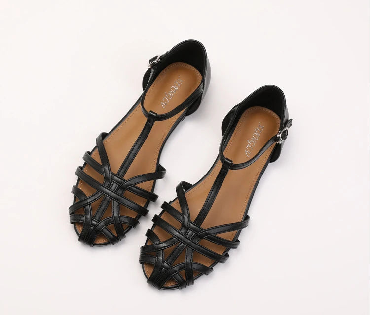 Women's Woven Cross-Strap Flat Sandals