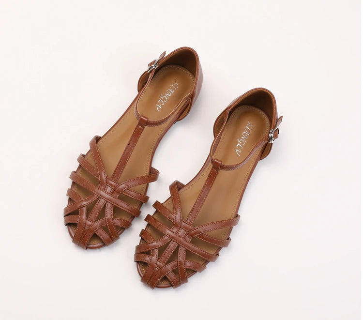 Women's Woven Cross-Strap Flat Sandals