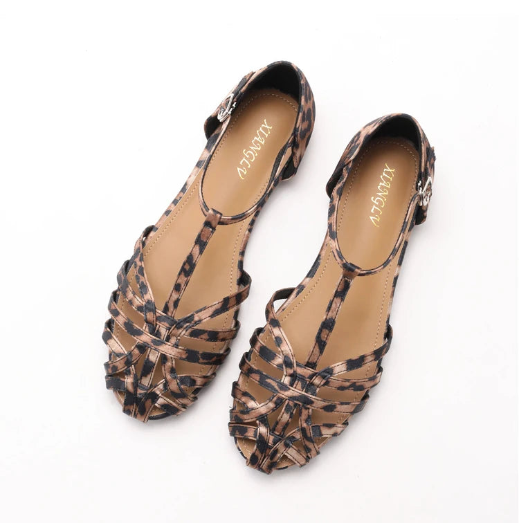 Women's Woven Cross-Strap Flat Sandals