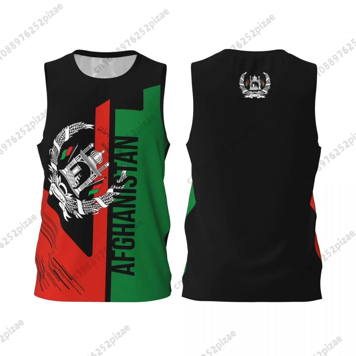 Custom Name Number Afghanistan Flag Sleeveless Jersey - Afghan Sports Tank