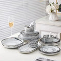 White Dinnerware Set - Silver Rim