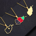Afghanistan Map Pendant Necklace - Stainless Steel Afghan Flag Necklace