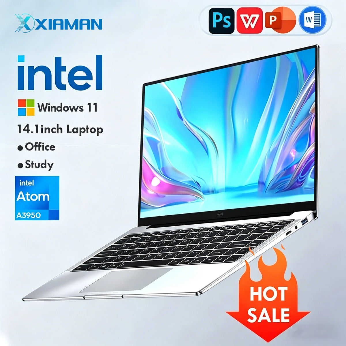 14.1" Xiaman Ultra Slim Laptop – 12GB RAM, 256GB SSD, Windows 11 Pro