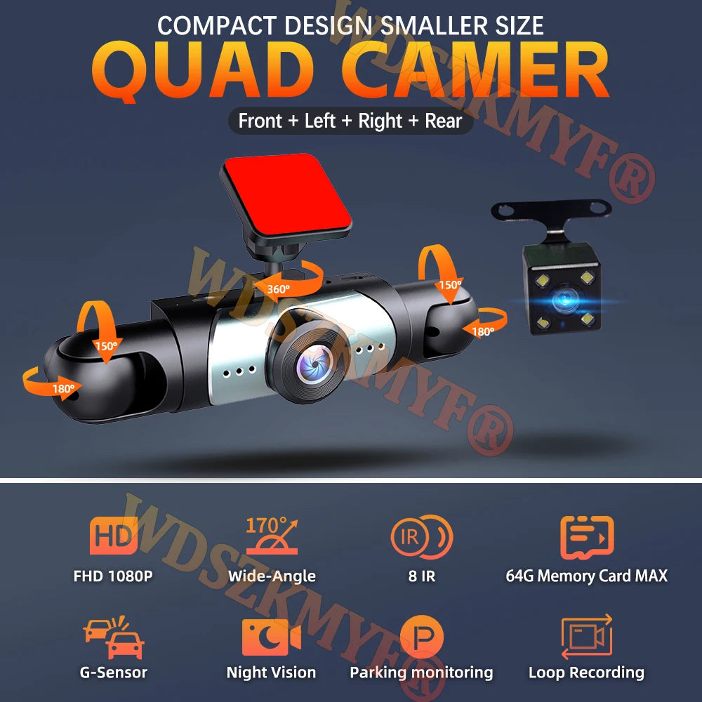 360° 4-Channel Dash Cam