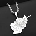 Afghanistan Map Province Names Pendant Necklace - Afghan Chain