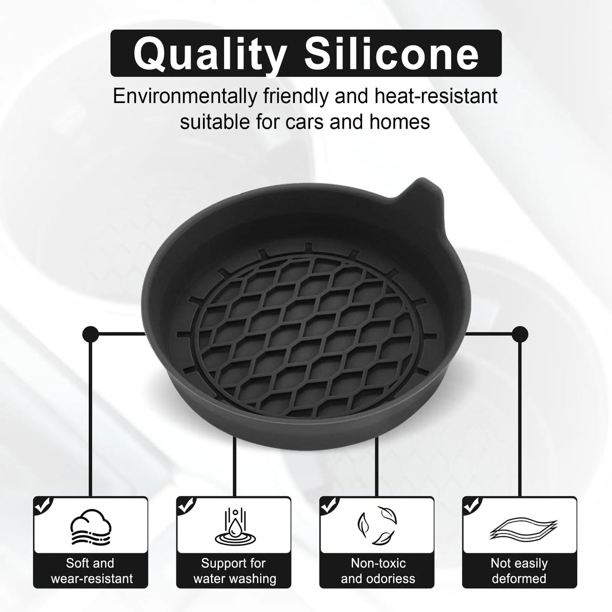 Silicone Car Cup Holder Coasters, 4-Pack