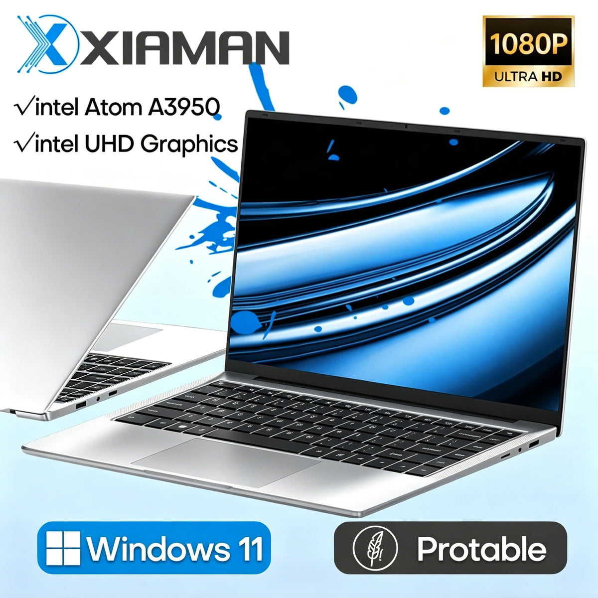 14.1" Intel Atom Laptop – 12GB RAM, 256GB SSD, Windows 11 Pro