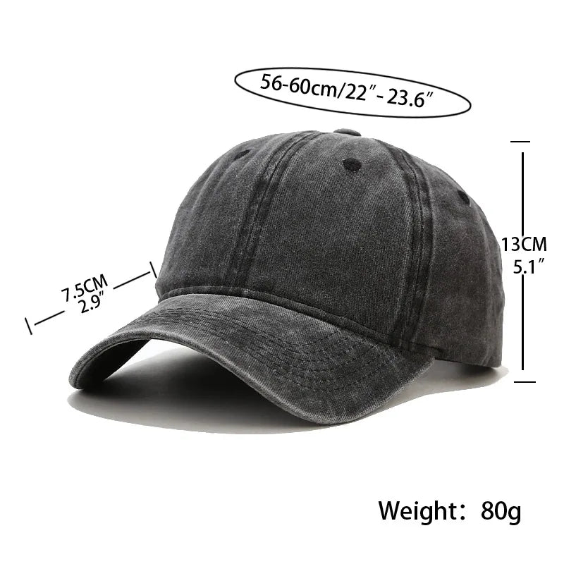 Vintage Washed Distressed Plain Baseball Cap - 100% Cotton Soft Top Unstructured Plain Dad Hat