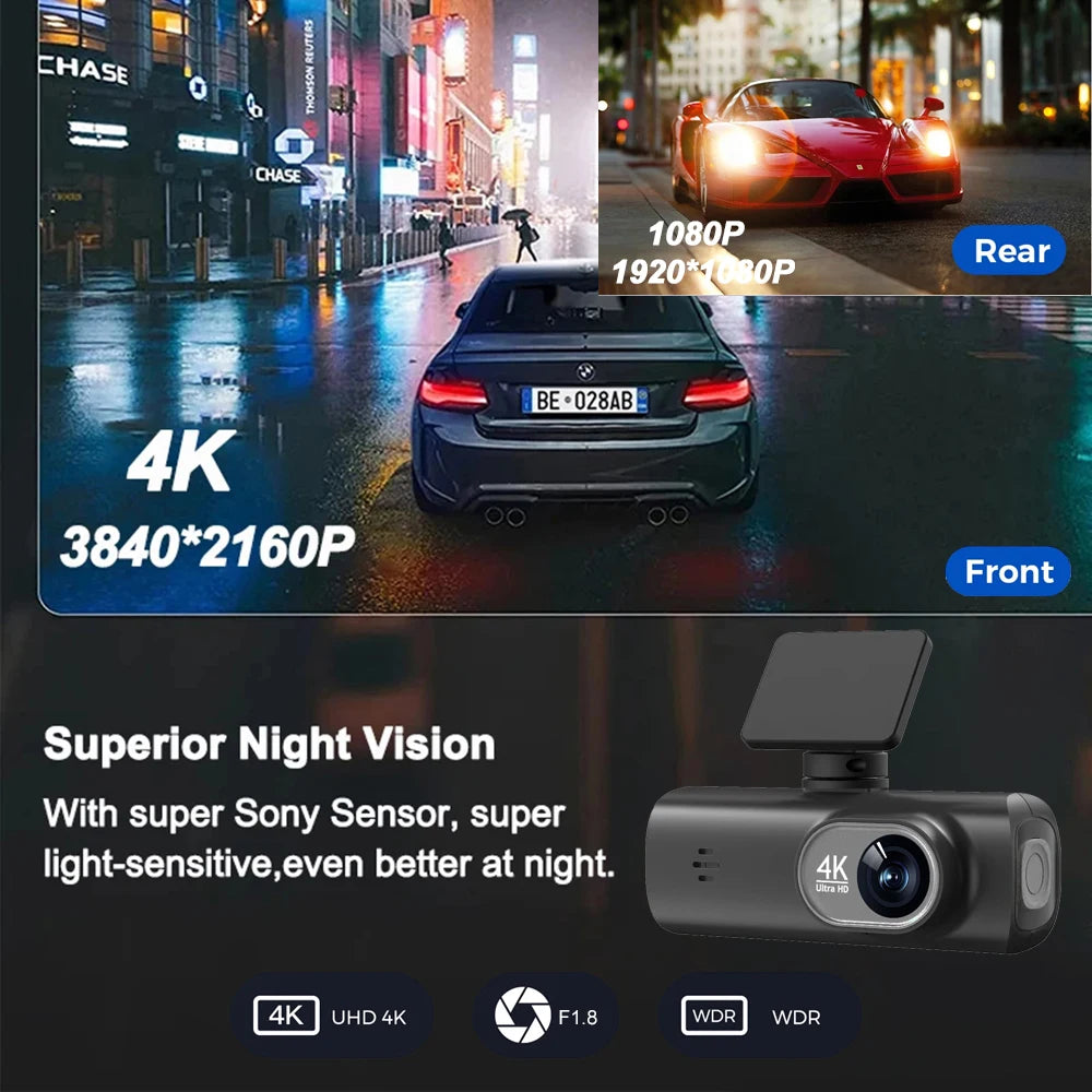 Budget 4K Front+Rear Dash Cam
