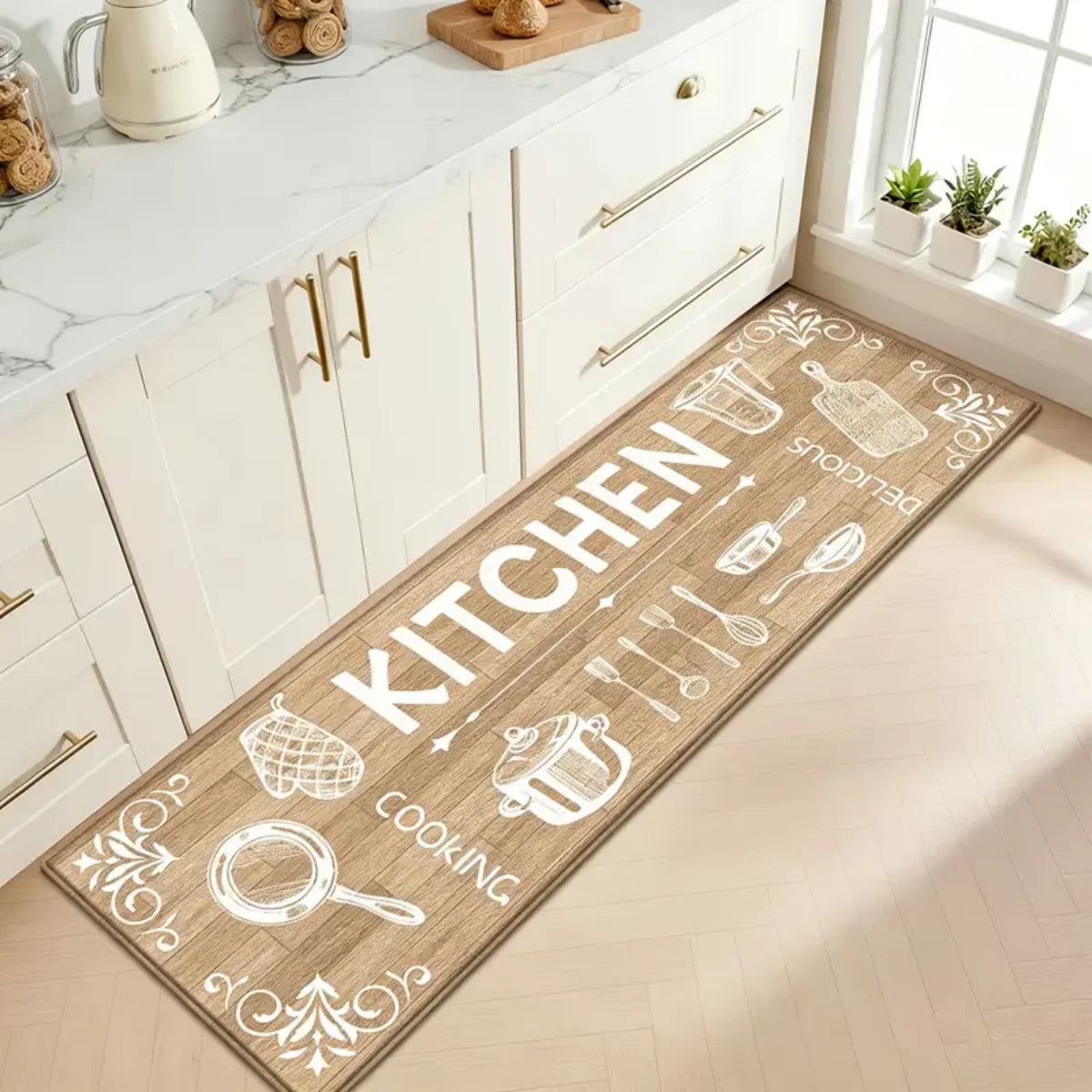 Flannel Kitchen Runner Mat - Non-Slip
