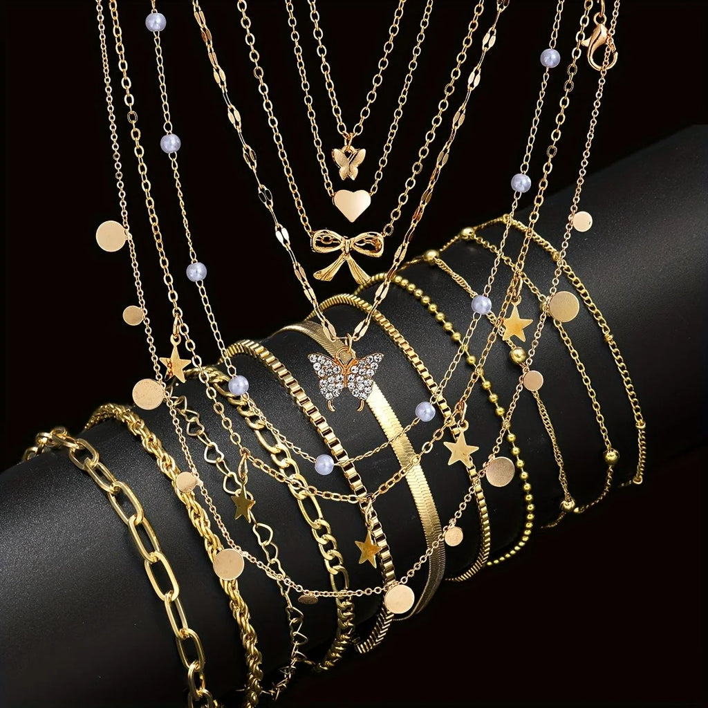 Women's 17-Piece Pendant Necklace and Bracelet Set