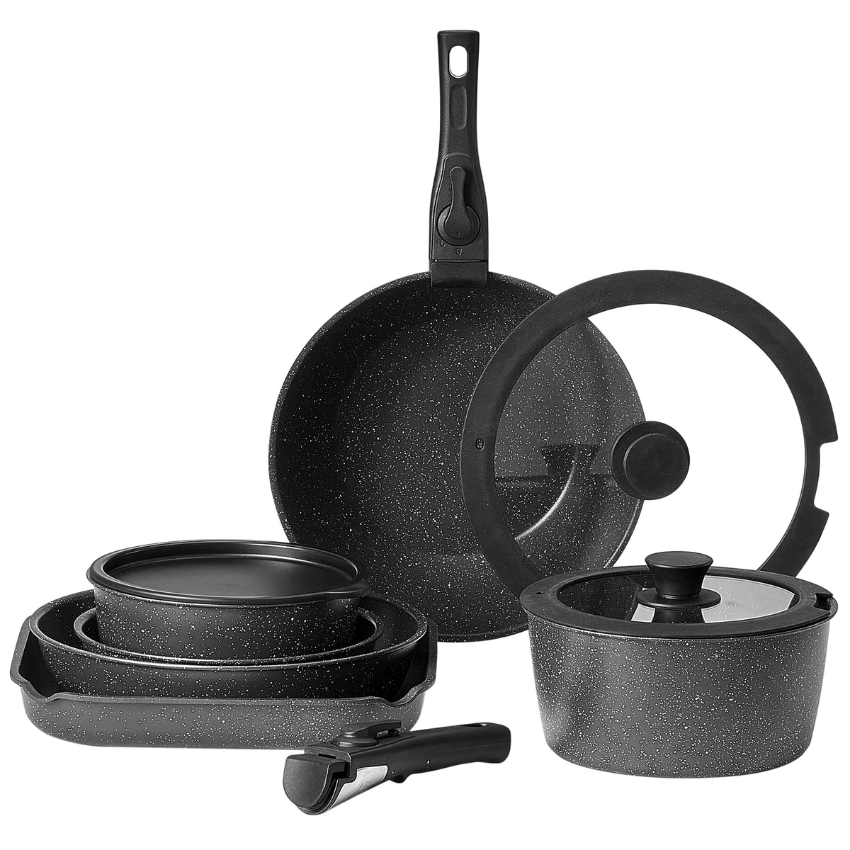 SucceBuy 17-Piece Granite Cookware Set
