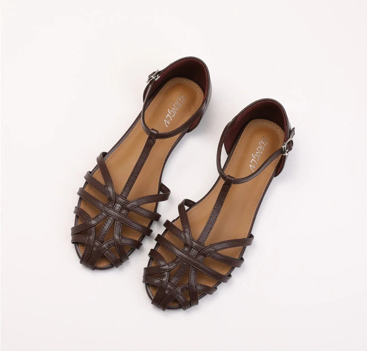 Women's Woven Cross-Strap Flat Sandals