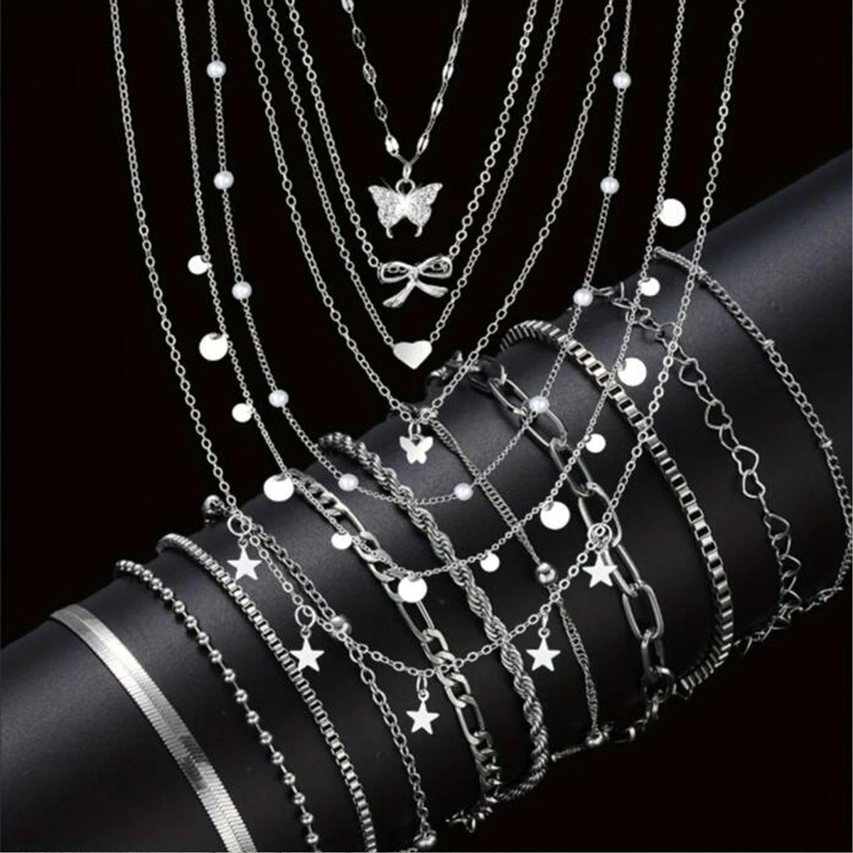 Women's 17-Piece Pendant Necklace and Bracelet Set